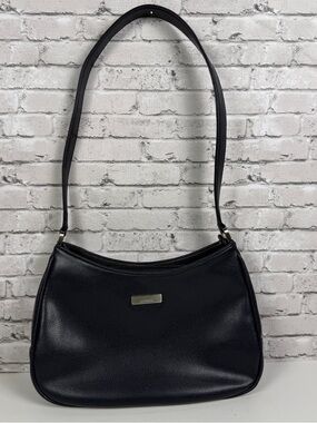 Vintage Liz Claiborne Black Y2K Classic Shoulder Bag Silver Hardware